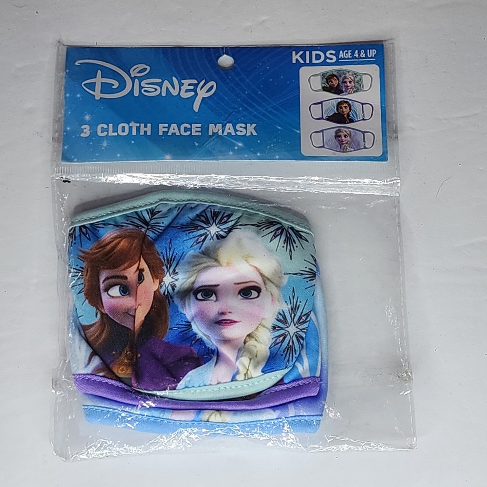 Disney Frozen 3 Cloth Face Mask Kids Ages 4 and Up Berkshire Fashions New